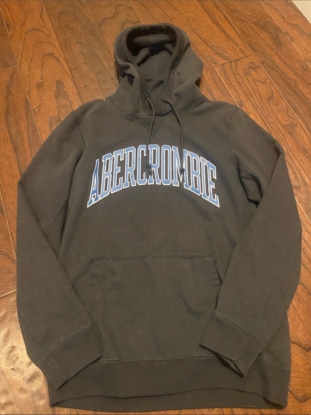 Abercrombie & Fitch Dark Navy Pullover Hoodie with Light Blue Logo